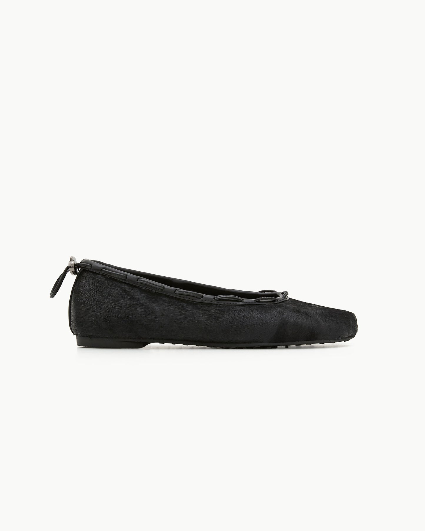 PAES - Calf String Flat / Calf Hair Black