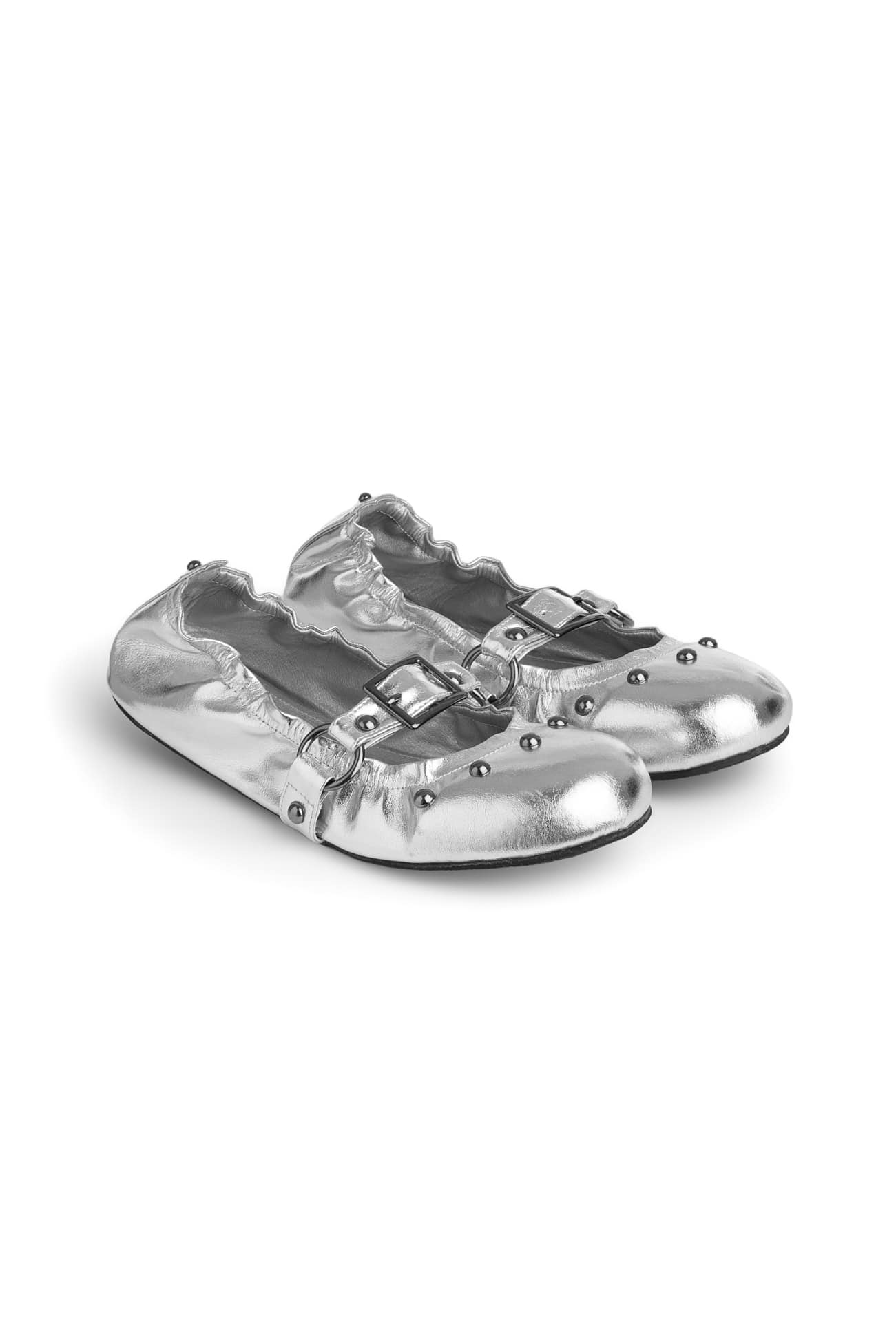 Deinet - WRINKLED FLAT SHOES IN SILVER