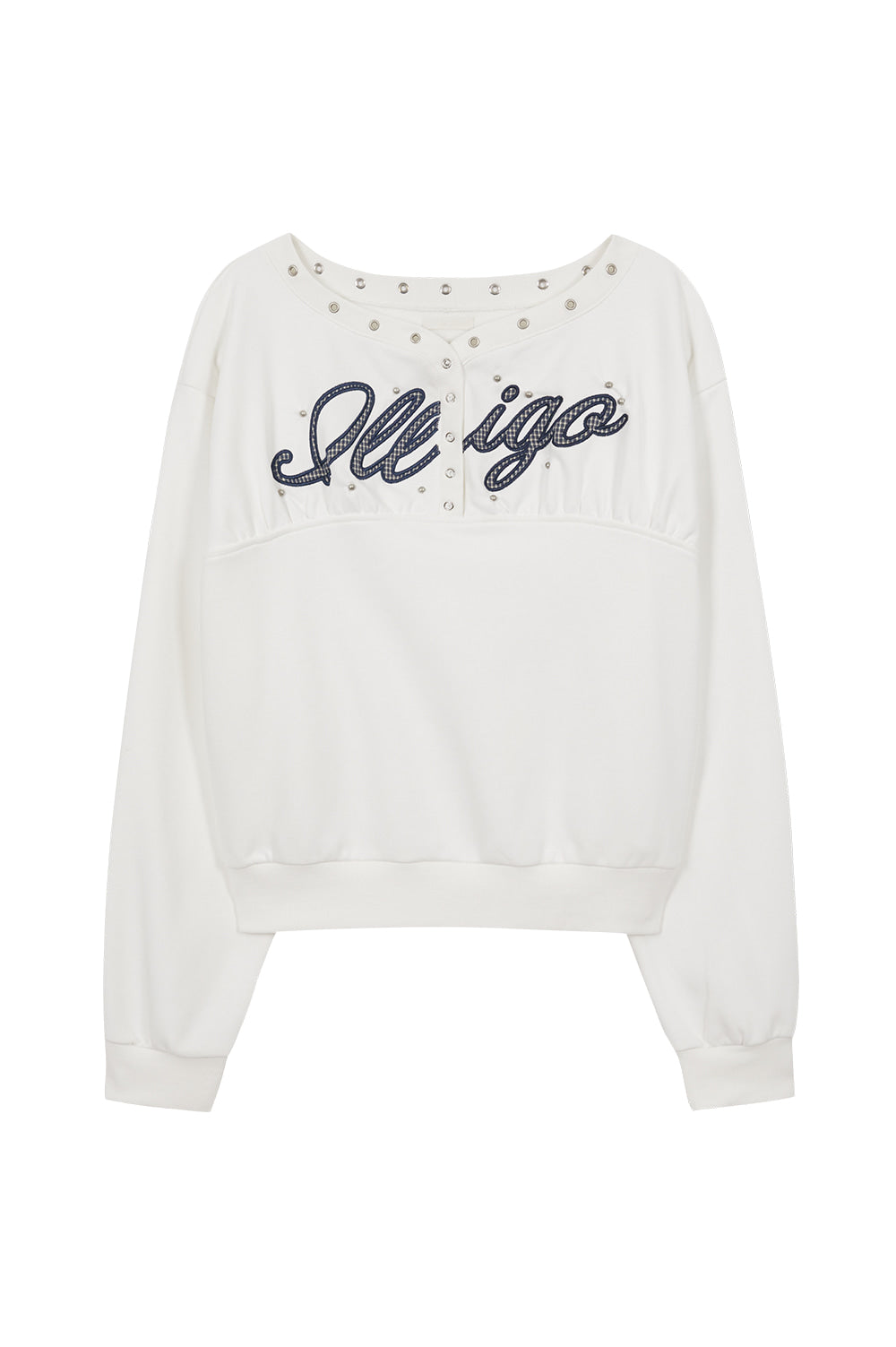 illigo - [Pre-order delivery on 10/02] Button eyelet off-shoulder man-to-man White