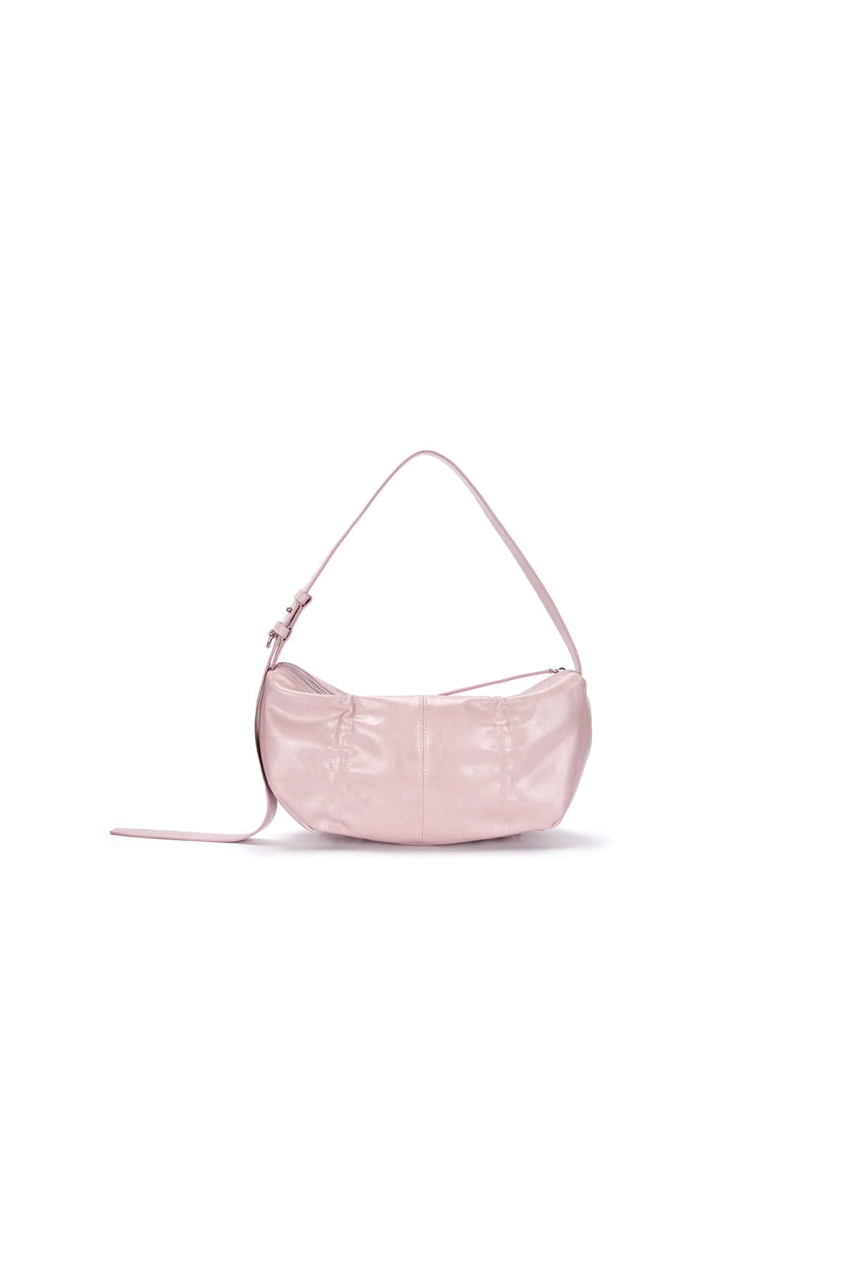 HALF SHIRRING RIBBON ROUND BAG IN PINK