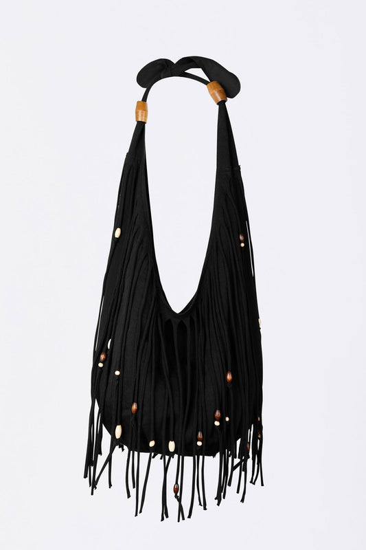 Sculptorpage - Shaggy Fringe Market Bag Black