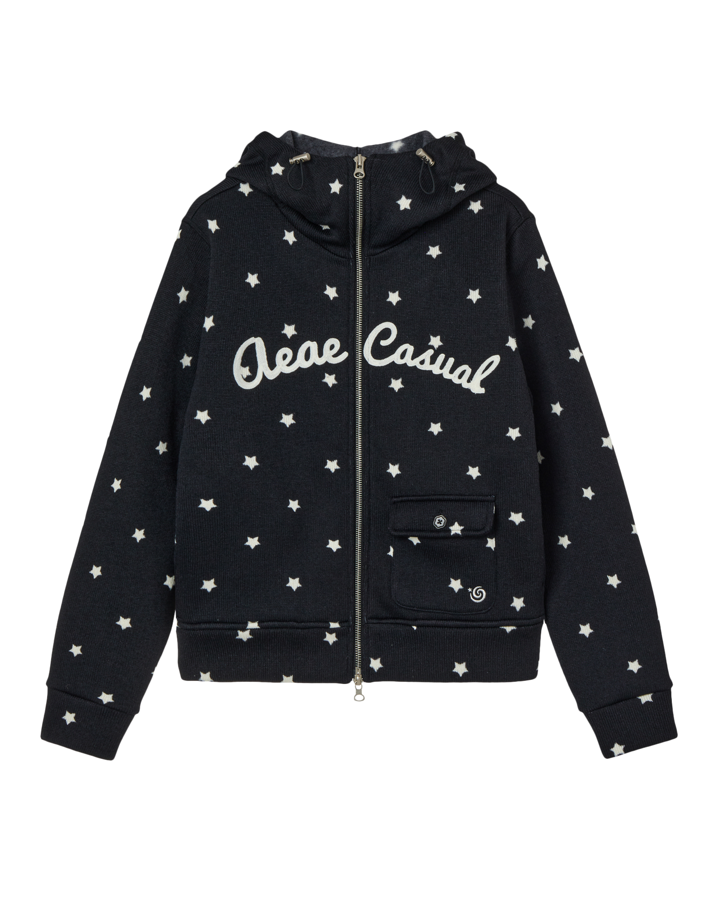 aeae - STAR HIGH NECK ZIP UP [BLACK]