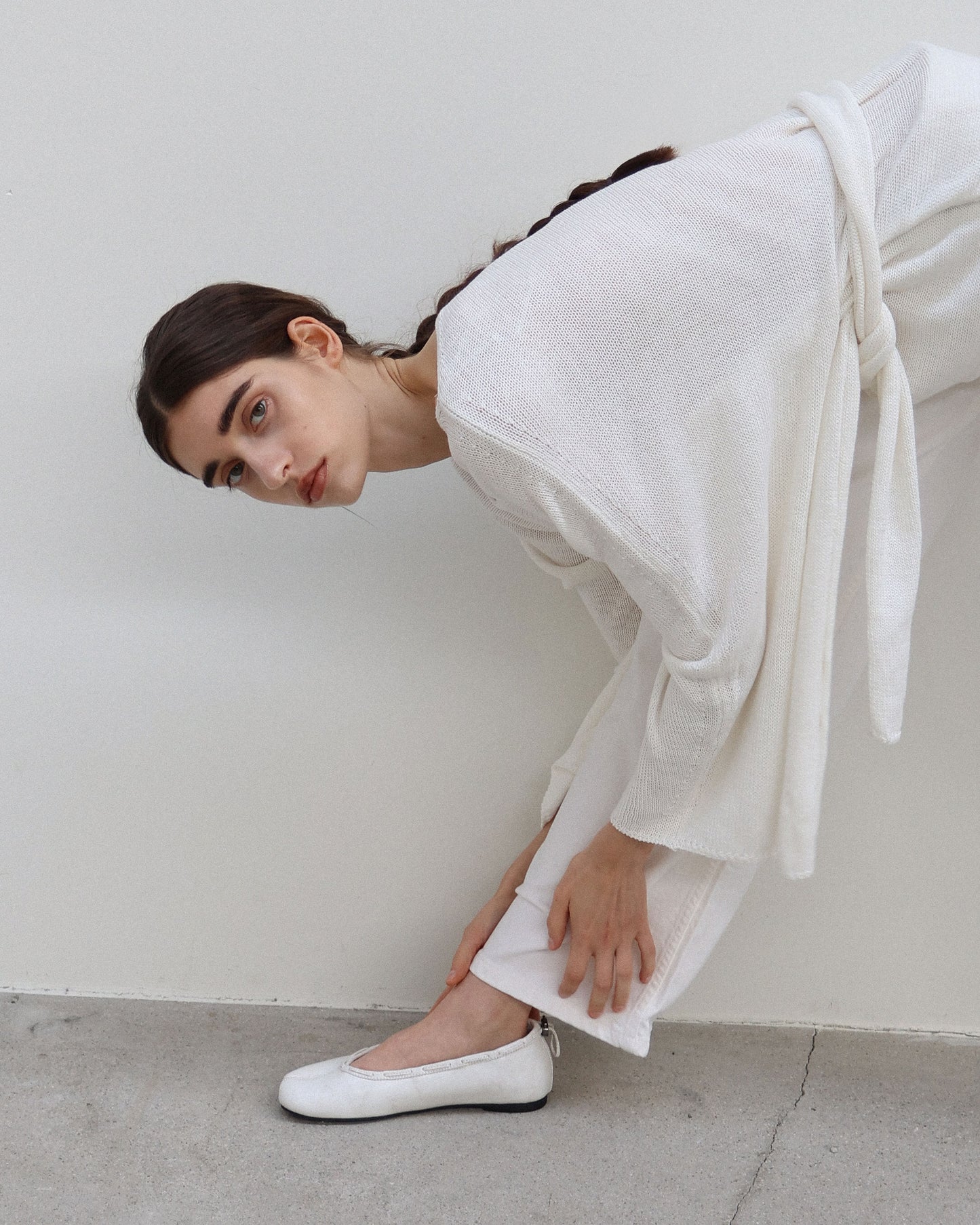 PAES - Leather String Flat / Vintage White