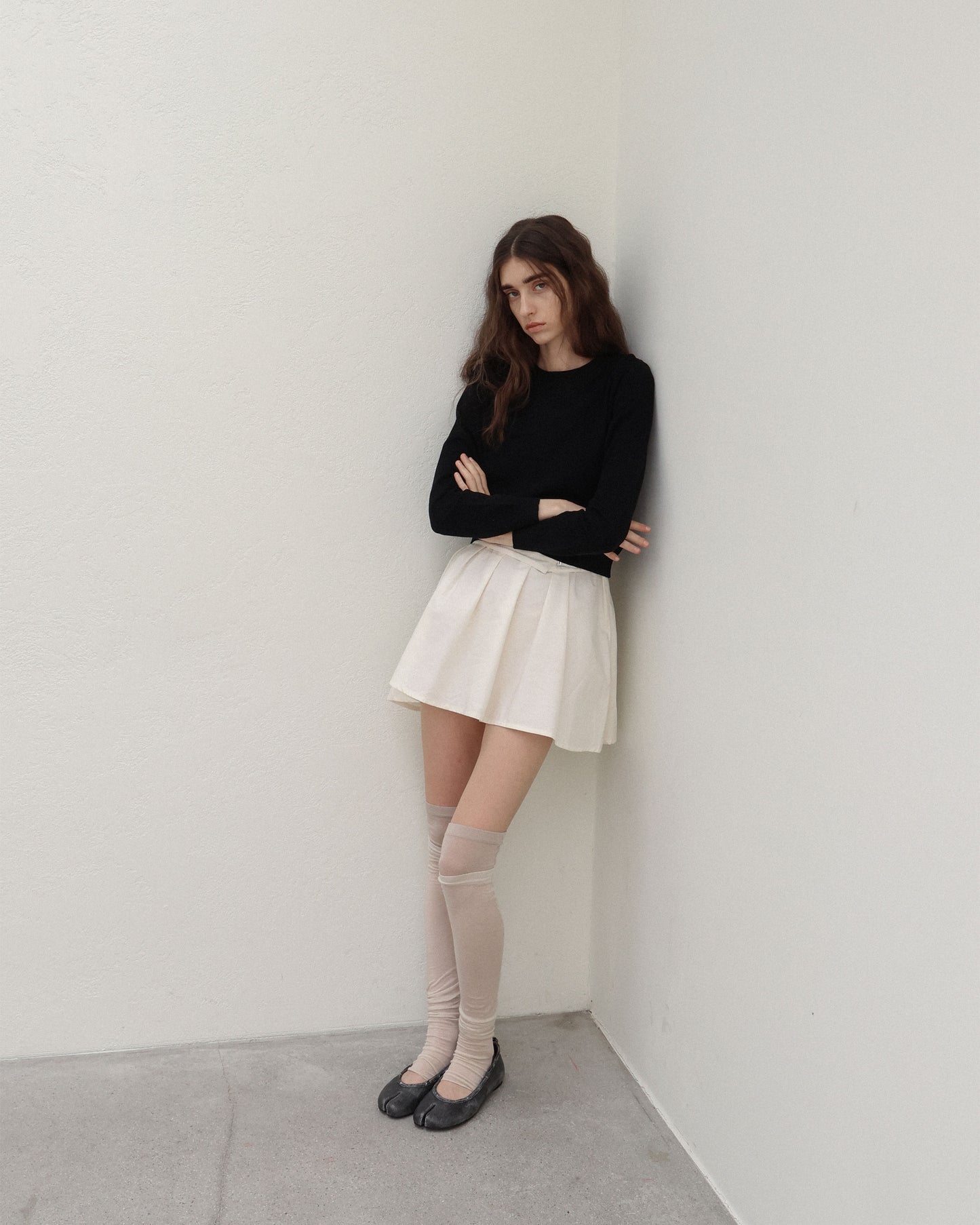 PAES - Leather String Flat / Vintage Black