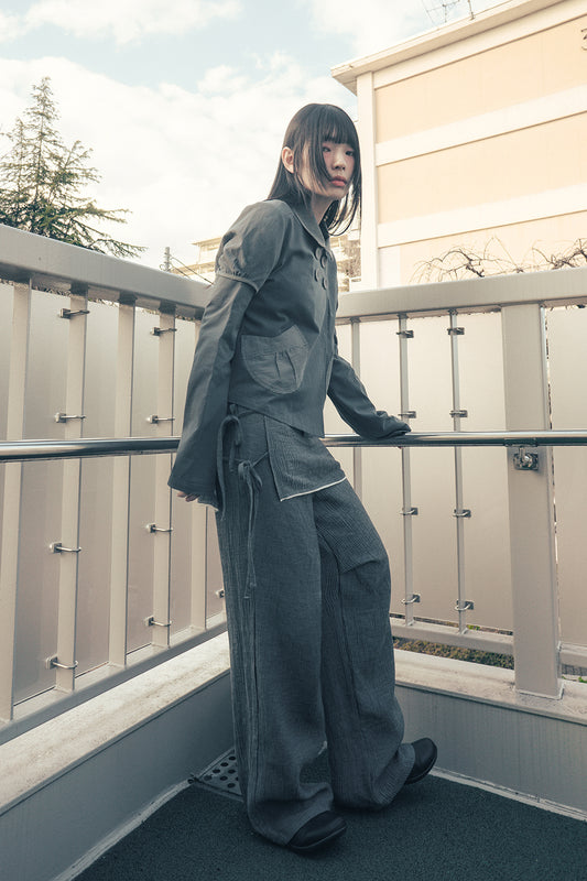 hugyourskin-Detachable round jacket (Black / Charcoal / Graish Blue )