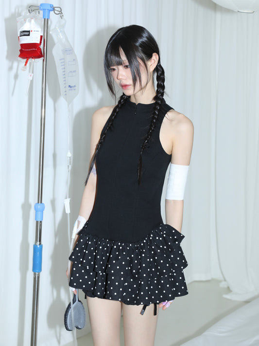 ♪ Angel Tiered Dress - DOT BLACK ♫