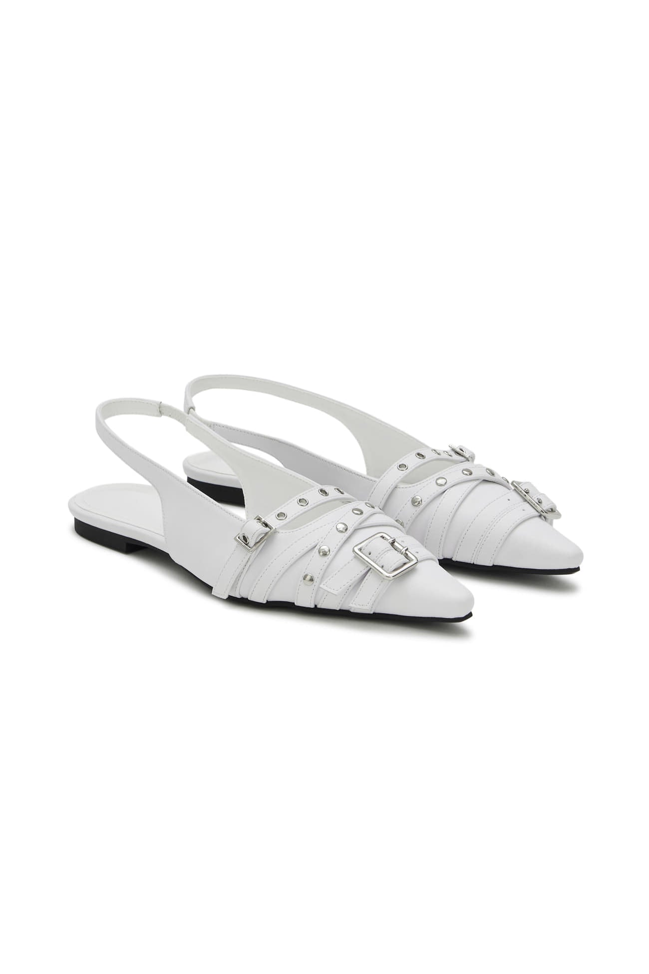 Deinet - BUCKLE STUD AND EYELET SLINGBACKS IN WHITE