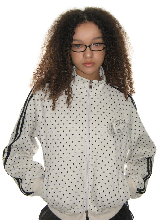 crank-ROSE DOT TRACK JACKET( BLACK / NAVY /OATMEAL )