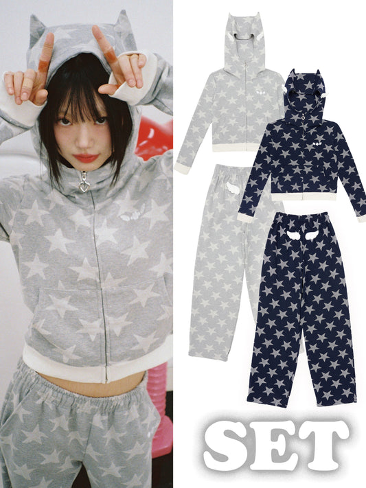 Angel of Star Hoodie & Pants - GREY, NAVY