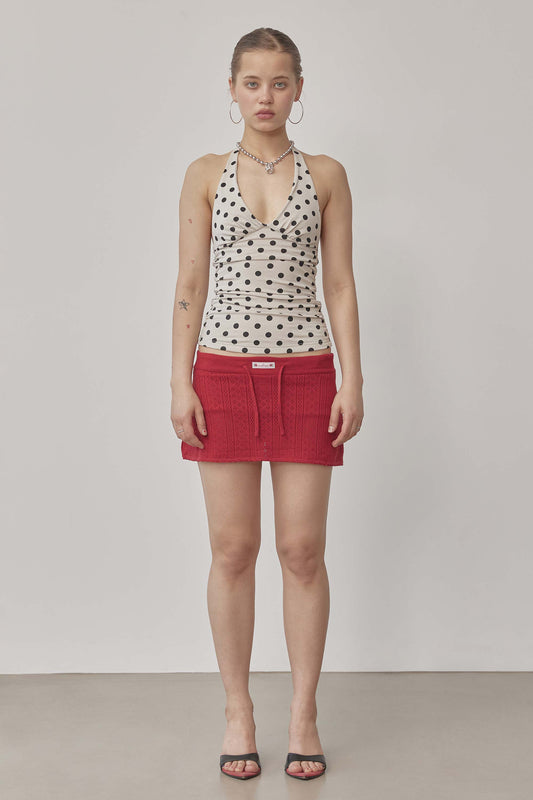Sculptorpage - Eyelet Knit Skort Red