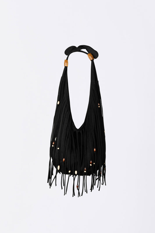 Sculptorpage - Shaggy Fringe Market Bag Black