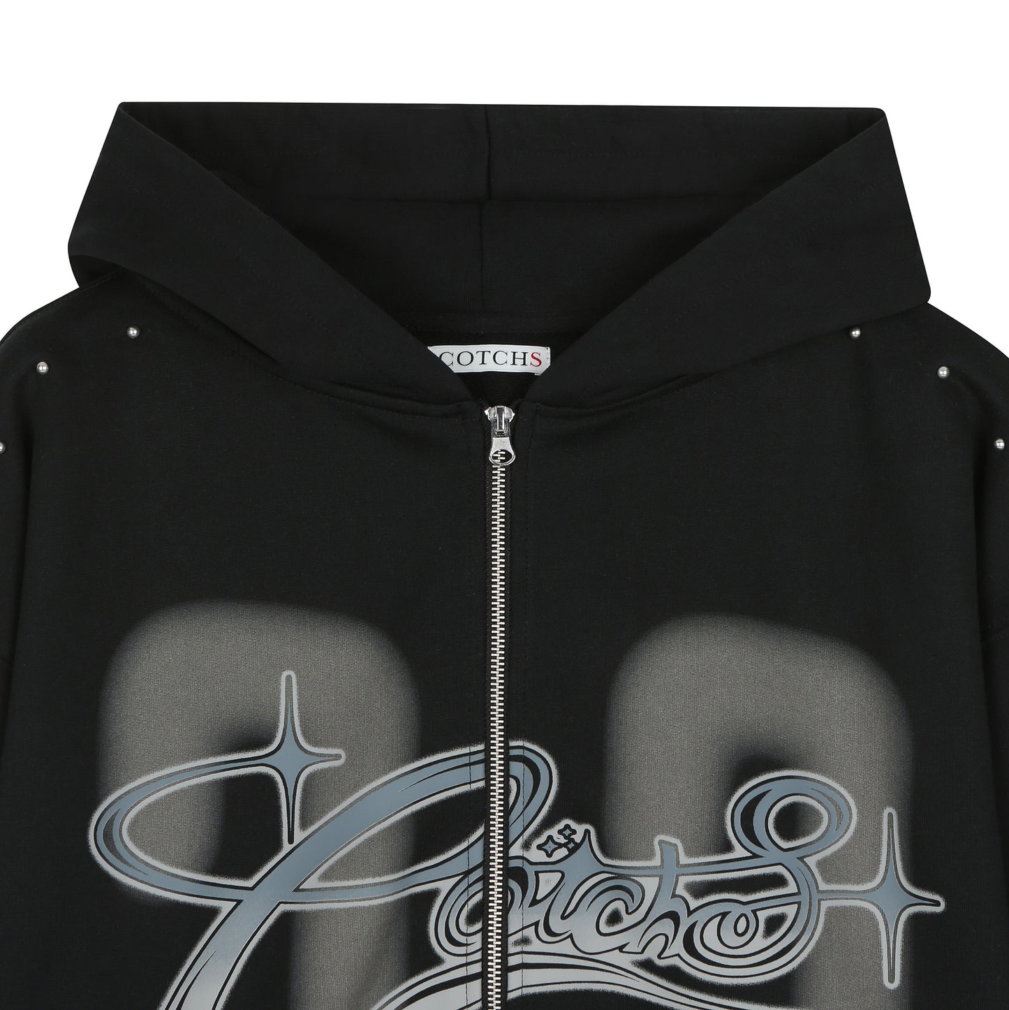 COTCHS - LUCKY77 HOODED ZIP UP(BLACK)