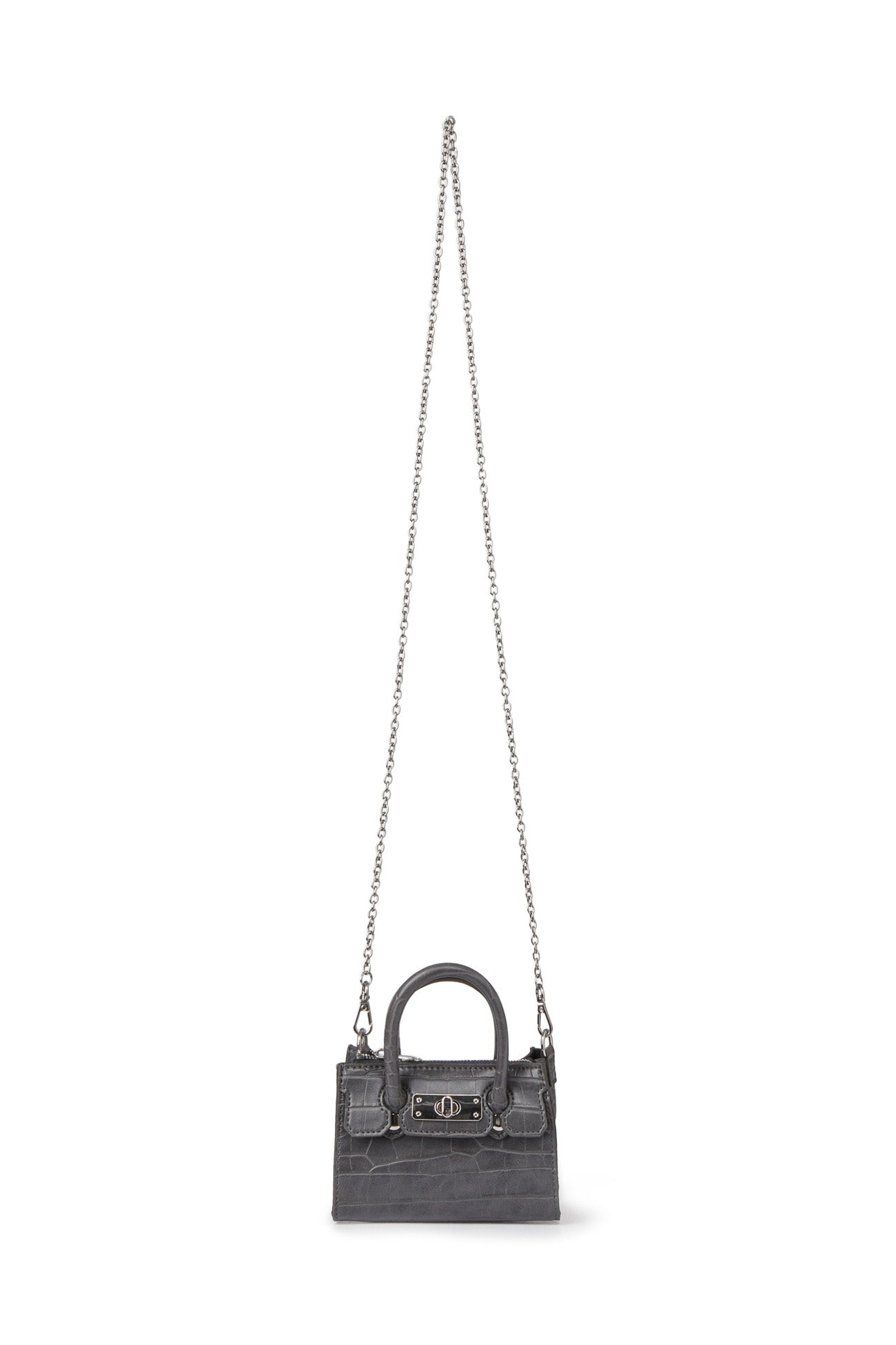 Deinet - CROCODILE PATTERN CHAIN MINI BAG IN CHARCOAL