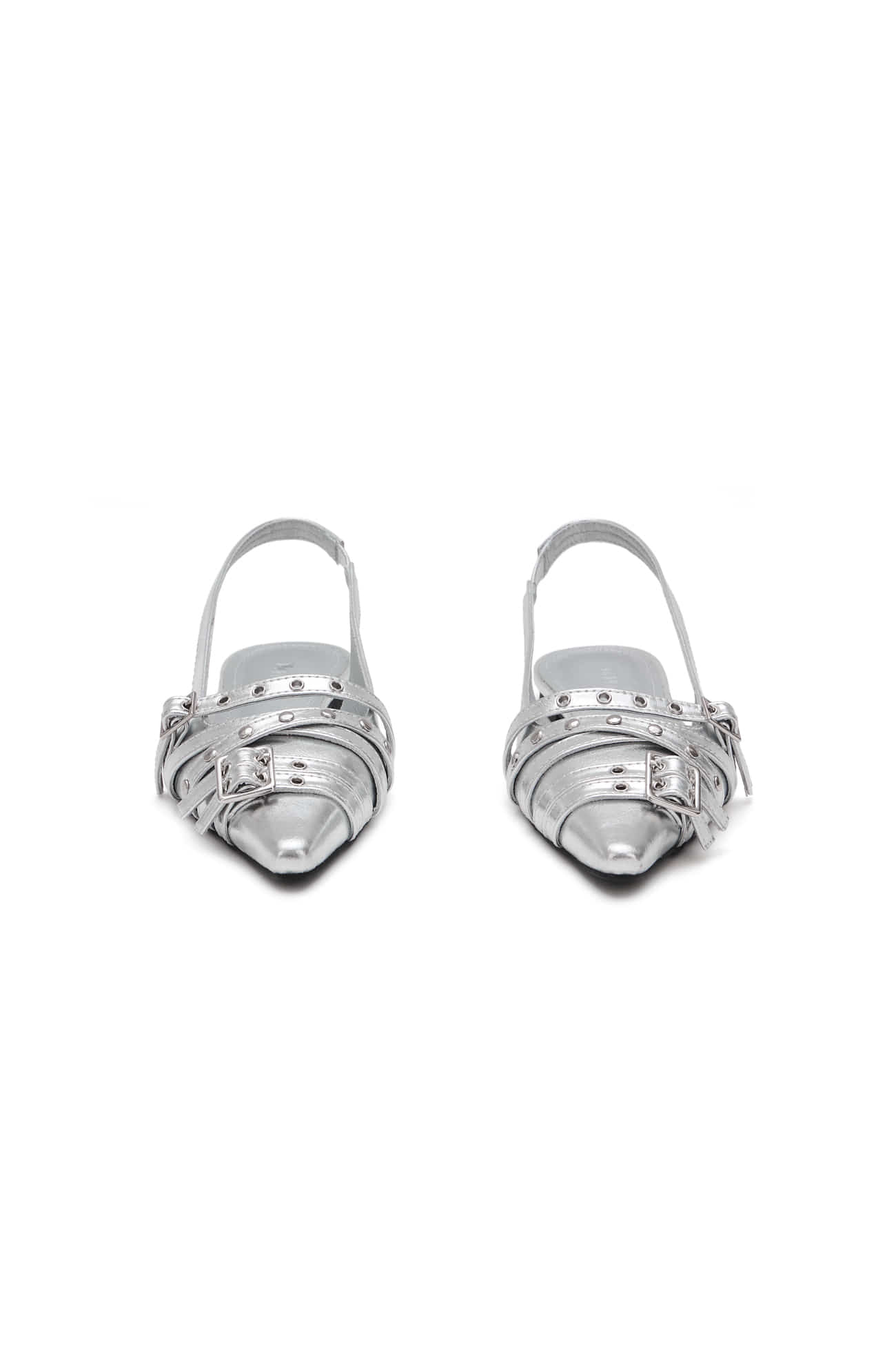 Deinet - BUCKLE STUD AND EYELET SLINGBACKS IN SILVER