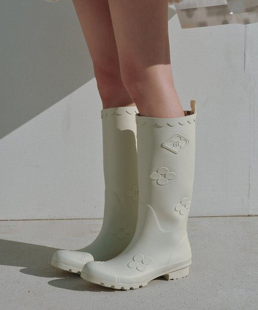 [X MINJUKIM] FLORAL PATCH RAINBOOTS LONG - 4color