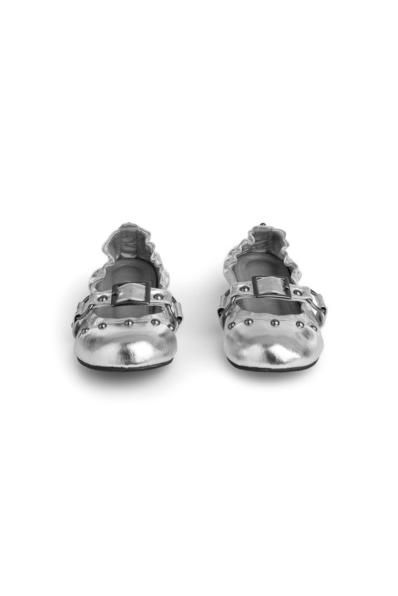 Deinet - WRINKLED FLAT SHOES IN SILVER