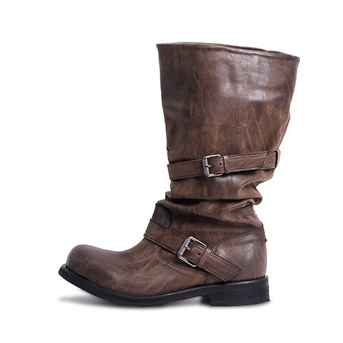 negativethree - [37차 리오더/10월17일 예약배송] Slouchy Long Boots "Washed Brown"