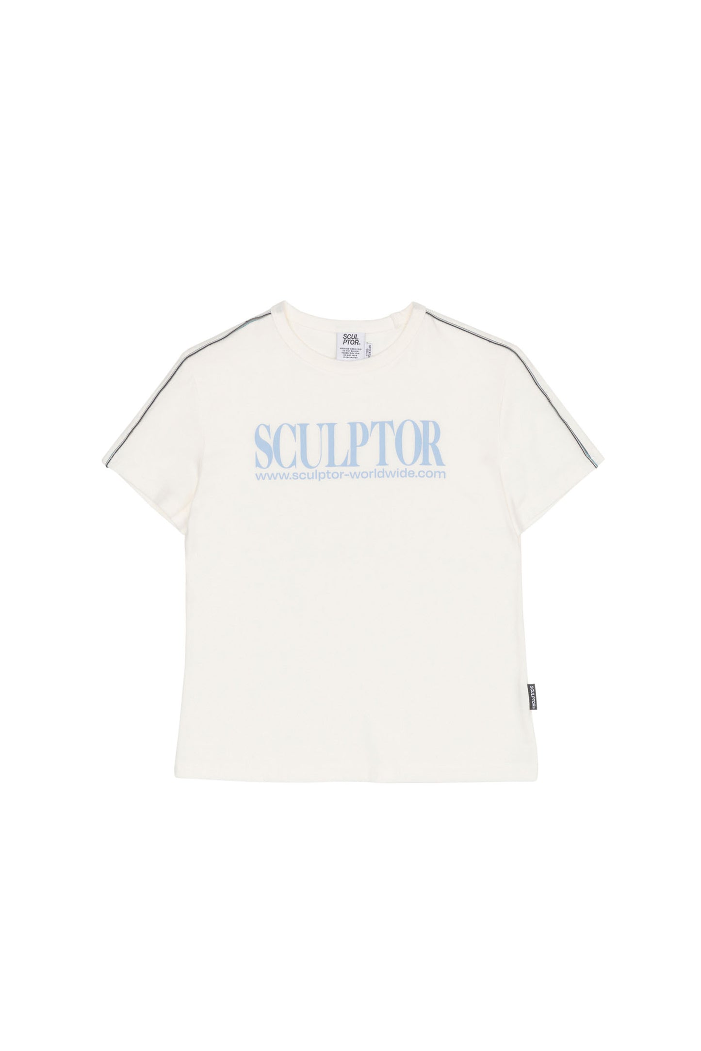 Classic Logo Piping Crop Top White