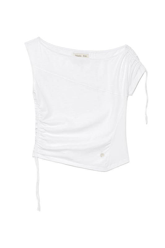 Matin Kim - STRING OFF SHOULDER SLIM TOP IN WHITE