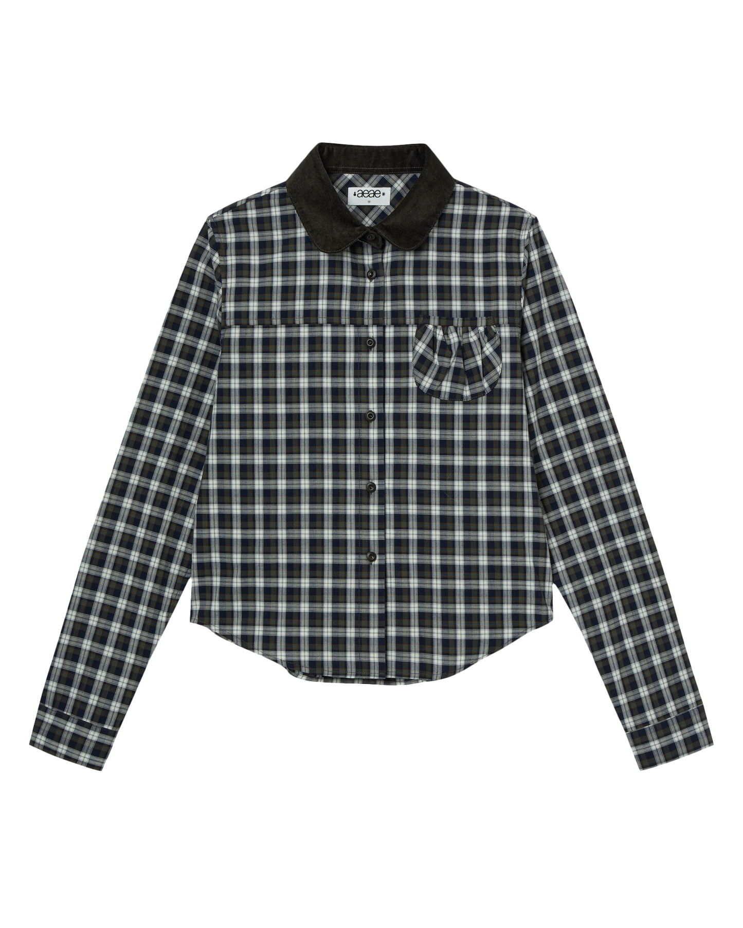 aeae - [9/26 pre-order delivery] ROUND POCKET CHECK SHIRTS [BLUE]