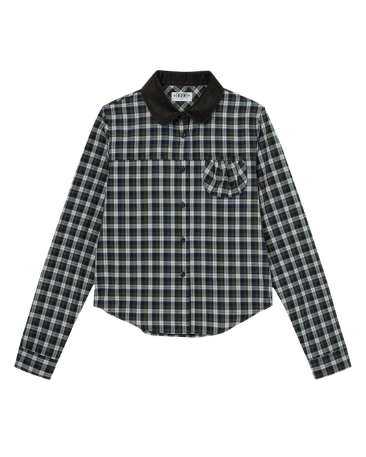 aeae - [9/26 pre-order delivery] ROUND POCKET CHECK SHIRTS [BLACK]