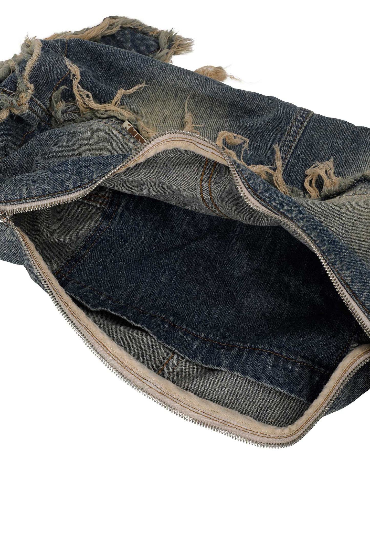 Destroyed Denim Duffel Bag Vintage Blue