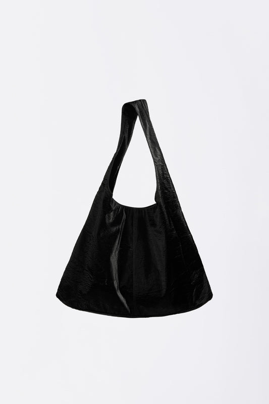 Sculptorpage - Stud Metallic Hobo Bag Black