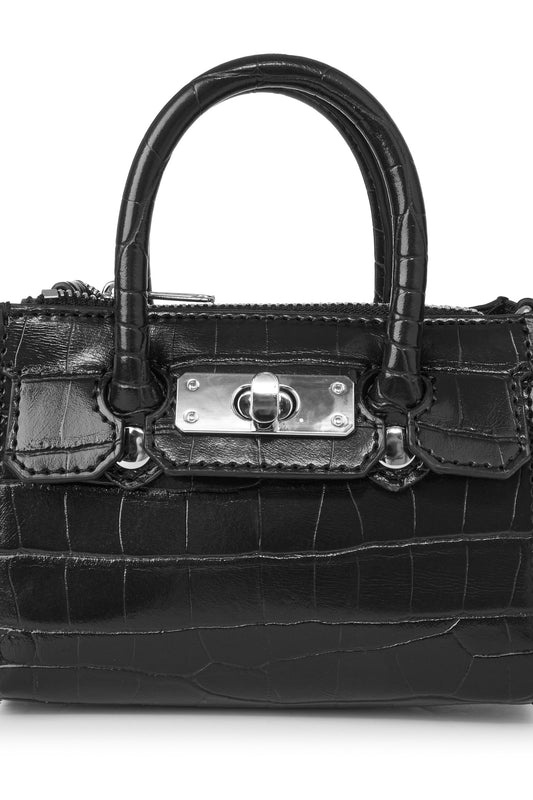Deinet - CROCODILE PATTERN CHAIN MINI BAG IN BLACK
