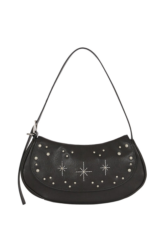 illigo - Stud Ornament Hobo Bag Black