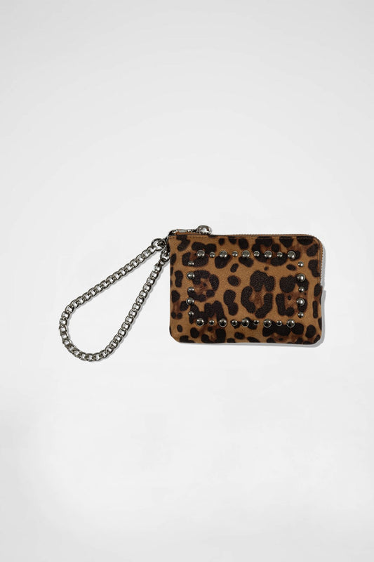 KHIHO -  STUD POPO POUCH / LEOPARD