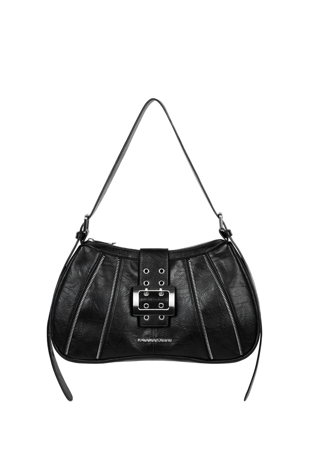 IUGA - Zippered Buckle Hobo Bag (Black)