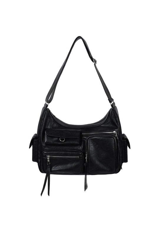 IUGA - Multi Pocket Leather Bag (Black)