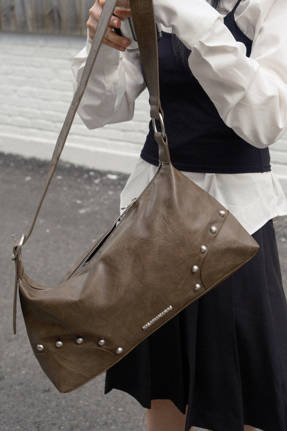 IUGA - Studded Hobo Bag (Brown)
