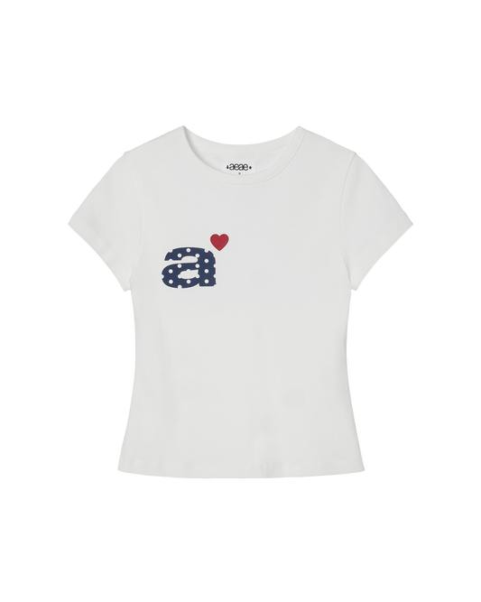 aeae - DOT SMALL LETTER TEE [WHITE]