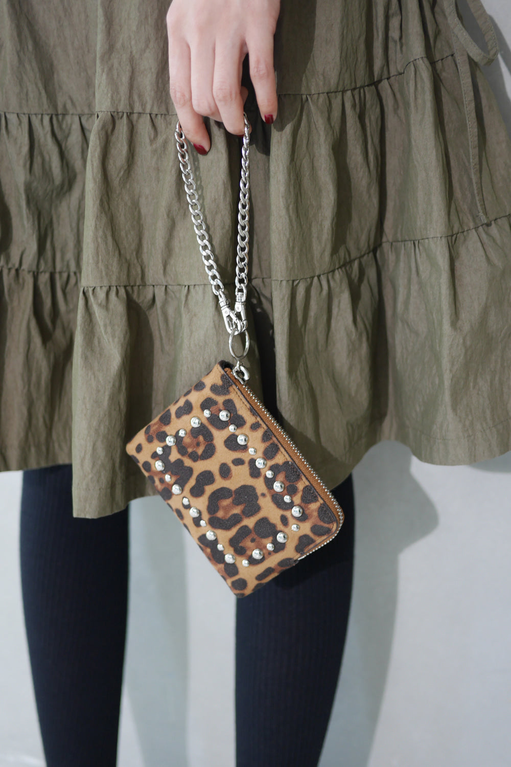 KHIHO -  STUD POPO POUCH / LEOPARD