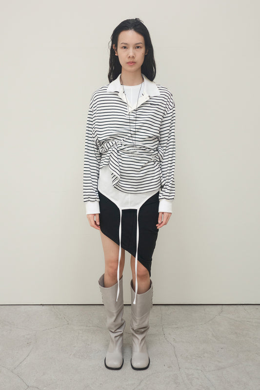 cerric - STRIPE BUTTON PINCH TOP / WHITE