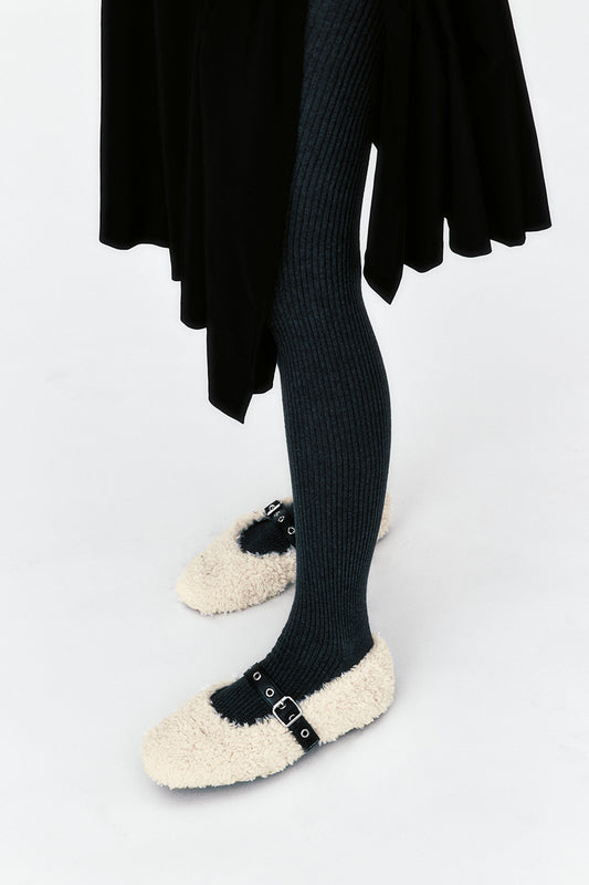 KHIHO - BOUCLE BALLERINA FLAT / BEIGE