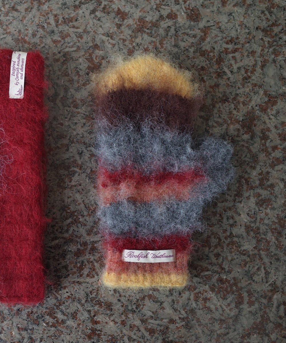 STRIPE SHAGGY MITTENS - 5 colors