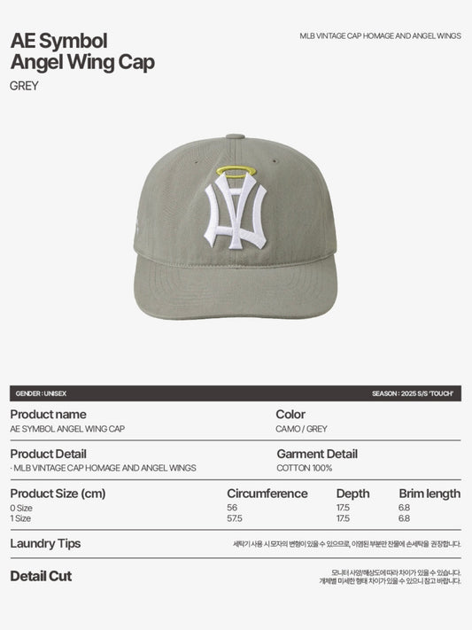 [pre order]aeae - AE SYMBOL ANGEL WING CAP [GREY][10/17 예약발송]