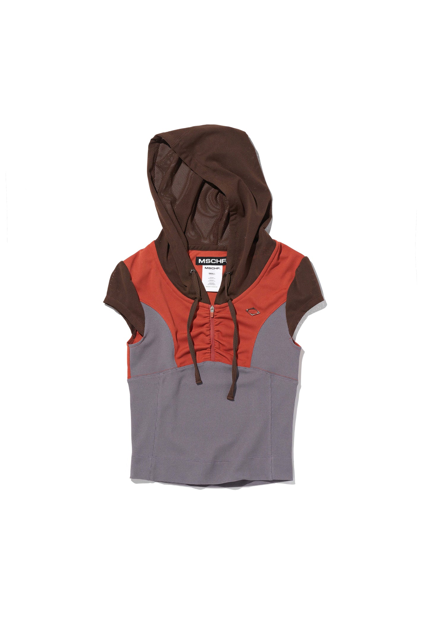 MISCHIEF - HOODED TRACK HALF ZIP-UP_BROWN/ORANGE