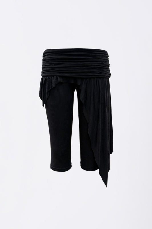 Sculptorpage - Asymmetric Skirt Leggings Black
