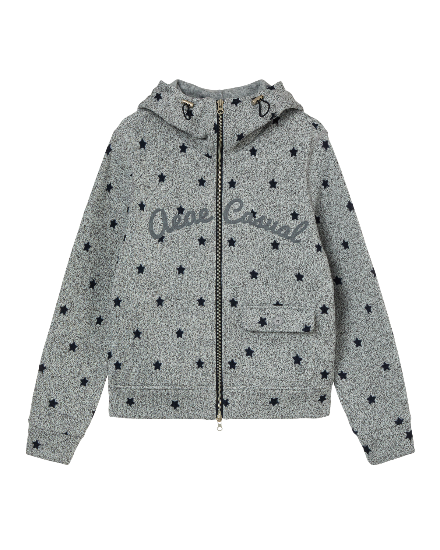 aeae - STAR HIGH NECK ZIP UP [GREY]
