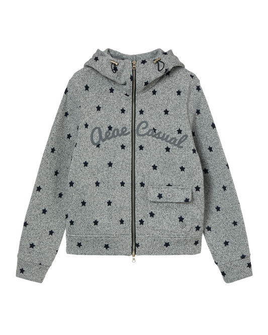 aeae - STAR HIGH NECK ZIP UP [GREY]