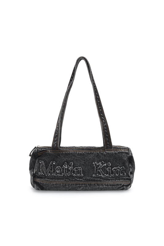 LOGO WASHED DENIM DUFFEL BAG IN BLACK