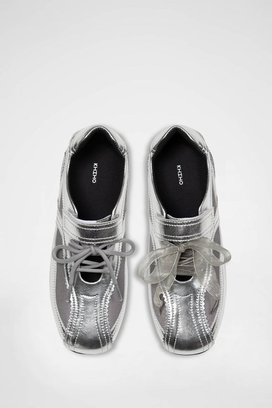 KHIHO -  PINKING MARY JANE SNEAKERS / SILVER