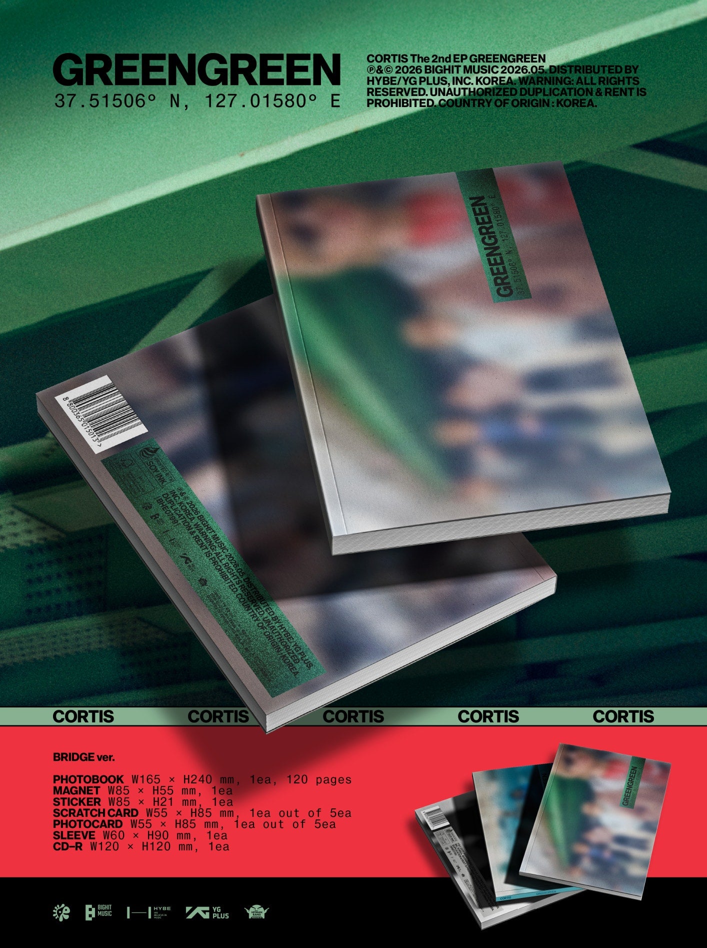 CORTIS “The 2nd EP [GREENGREEN]” Pre-Order (BRIDGE ver. / STREET ver. / STUDIO ver.)