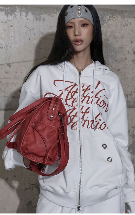 Fancyclub - BELTED WASHING LEATHER BAG (CHERRY RED) F25ZE990