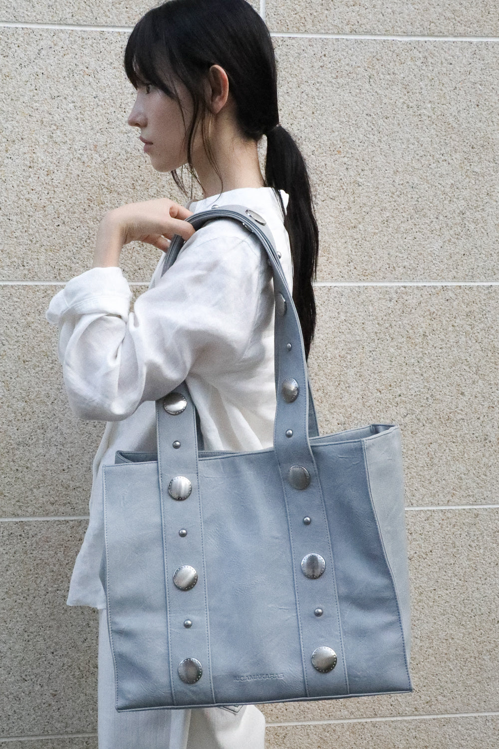 IUGA - Big Studded Shopper Bag (Sky Blue)