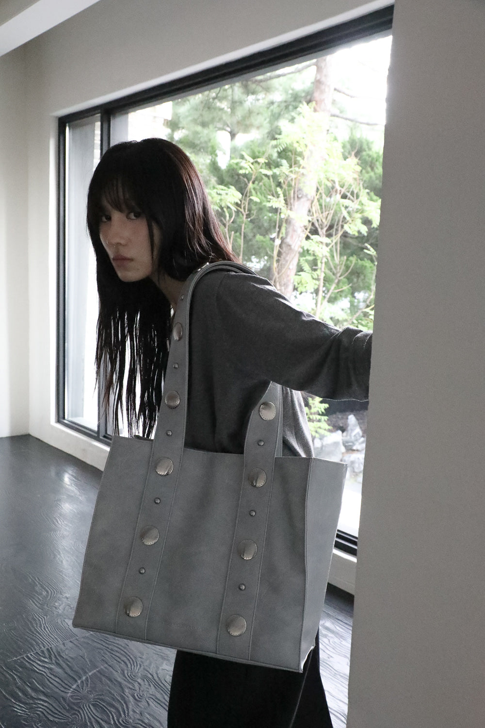 IUGA - Big Studded Shopper Bag (Sky Blue)