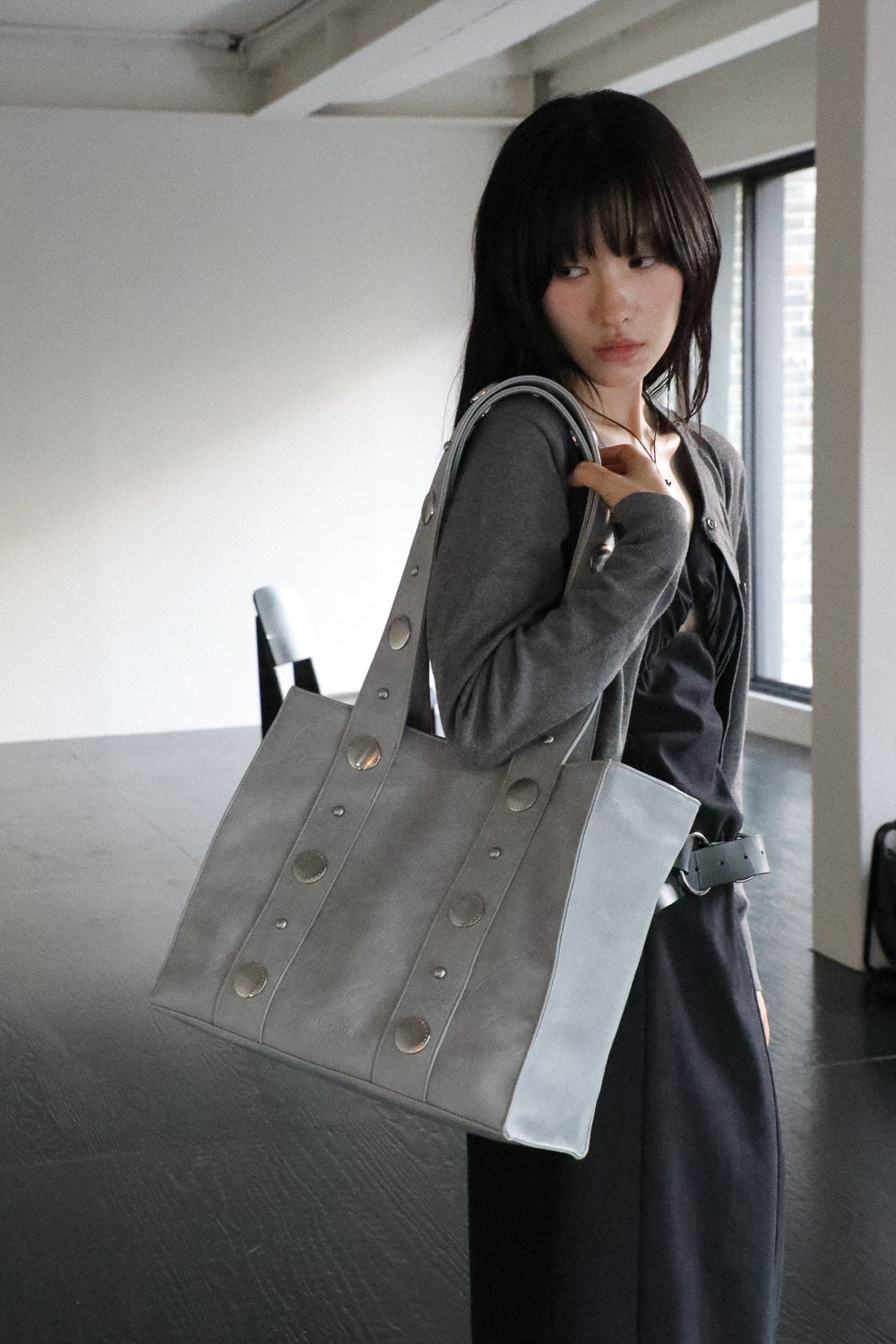 IUGA - Big Studded Shopper Bag (Sky Blue)